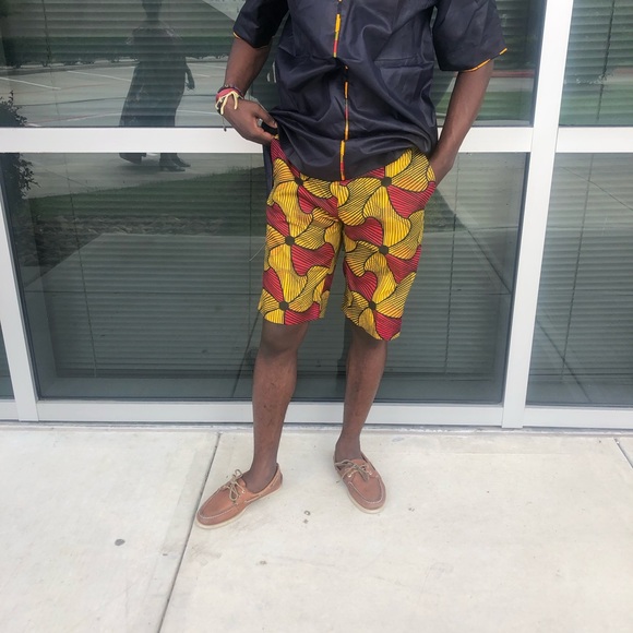 African Ankara print men Danshiki short pant - Picture 1 of 5